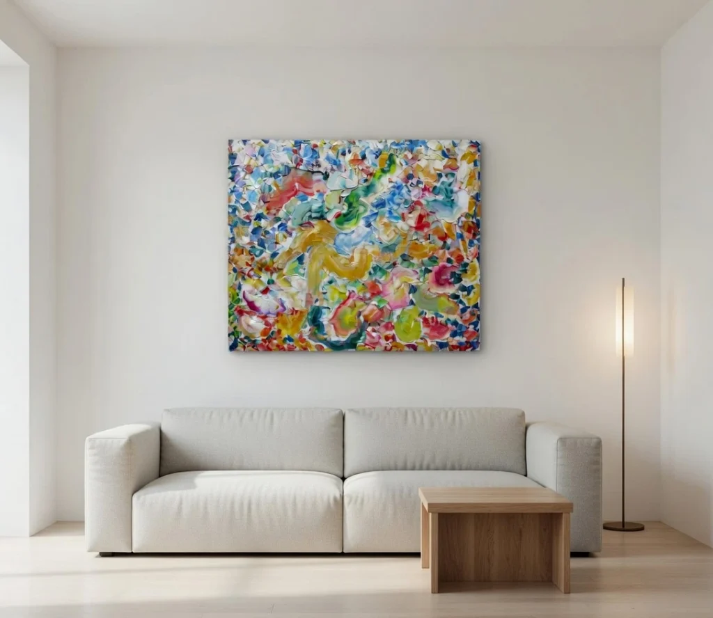 картина «Летняя страсть» в интерьере гостиной